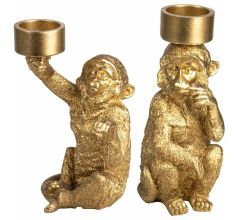 Gusta - Waxinelichthouder - Aap - Goud - Set van 2