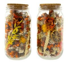 Droogbloemen In  Glazen Pot Met Kurk - 10x10x20 cm - 2 Stuks