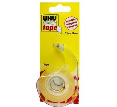 UHU Glashelder Plakband 25 mtr x 19 mm met dispenser - 3 stuks