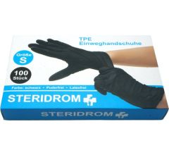 Zwarte TPE Wegwerphandschoenen Poedervrij Maat S – 100 Stuks