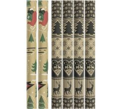 Assortiment kerstpapier cadeaupapier inpakpapier voor kerstmis HO202201 - 2 meter x 70 cm - 6 rolle
