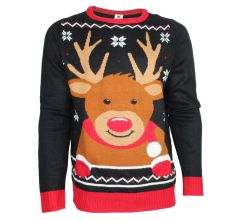 Foute Kersttrui Rendier Pullover Heren Maat L Zwart