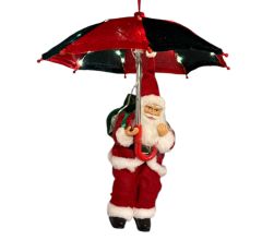 Santabrella kersthanger kerstman met Led verlichting - 30 cm - Rood en Groen