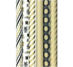 BERLIN en GATSBY cadeaupapier - Assortiment inpakpapier - 3 meter x 70 cm - 6 rollen