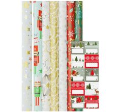 Kerstmis cadeaupapier - Kerstpapier inpakpapier voor Kerst - diversen afmetingen - 7 rollen en naam