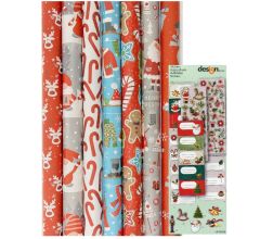 Kerstmis cadeaupapier - Kerst Kerstpapier inpakpapier voor kinderen - 7 rollen en naametiketten