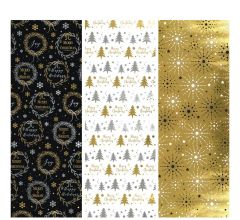 Elegant Metallic cadeaupapier - Kerstpapier inpakpapier voor Kerst - 2 meter x 70 cm - 3 rollen