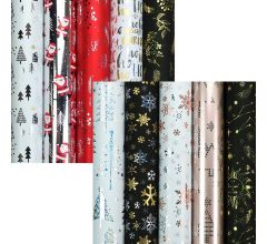 CHAMONIX en NORDIC LIGHTS Metallic kerstpapier assortiment cadeaupapier inpakpapier voor kerstmis -