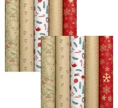 WINTER GARDEN assortiment kerstpapier cadeaupapier inpakpapier voor kerstmis - 2 meter x 70 cm - 10