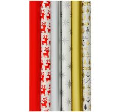 Santa cadeaupapier - Kerstpapier inpakpapier voor Kerst - diversen afmetingen - 6 rollen