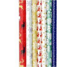Kerstmis cadeaupapier - Kerstpapier inpakpapier voor Kerst - diversen afmetingen - 7 rollen