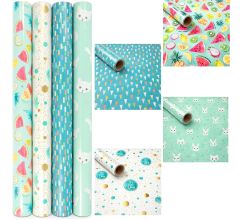 Cadeaupapier Set 4 Rollen – 200 x 70 cm per Rol – Luxe en Vrolijke Designs – Extra Stevig Inp