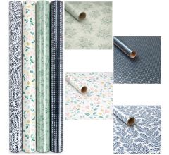 Cadeaupapier Set 4 Rollen – 200 x 70 cm per Rol – Luxe Blauw & Groene Designs – Extra Stevig 