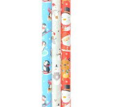Noël 3 cadeaupapier - Kerstpapier inpakpapier voor Kinderen - 3 meter x 70 cm - 3 rollen