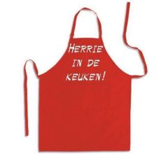 HERRIE IN DE KEUKEN! - Luxe keukenschort met tekst - Rood
