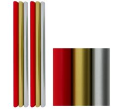 Triple Color Cadeaupapier - 80 grams Gecoat Papier - Rood Zilver Goud - 3 meter x 70 cm - 6 Rollen