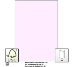 Benza Papier - Gekleurd Printpapier Hobbykarton 240 Gr. (Gram) A5 - Lila - 30 Stuks (Wenskaarten)