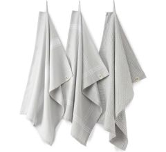 Walra Keuken- &amp; Theedoekenset Blocks &amp; Lines - Set van 3 - Licht Grijs