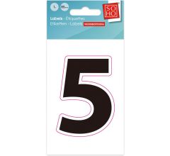 Plakcijfer - Nummer Sticker - 5 - Weerbestendig Ca. 85mm Hoog - Zwart