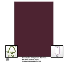 Benza Papier - Gekleurd Printpapier Hobbykarton 240 Gr. (Gram) A5 - Bordeaux - 30 Stuks (Wenskaarte