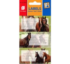 Schooletiketten Bruine Paarden - 70 x 35mm - 18 stuks