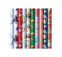 Disney 2 assortiment cadeaupapier inpakpapier kerstpapier voor kinderen - 200 x 70 cm - 5 rollen