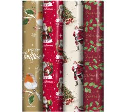 Kerstmis cadeaupapier kerstpapier - inpakpapier voor Kerst KE125 - 7 mtr x 70 cm - 4 rollen