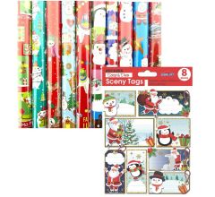 Assortiment kerstpapier cadeaupapier inpakpapier voor KINDEREN K30 - 200 x 70 cm - 5 rollen incluci