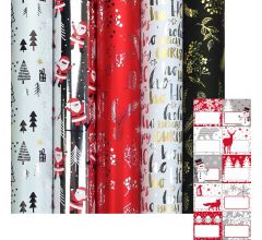 CHAMONIX - Metallic kerstpapier assortiment cadeaupapier inpakpapier voor kerstmis - 150 x 70 cm - 