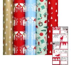 COSY COTTAGE - kerstpapier assortiment cadeaupapier inpakpapier voor kerstmis - 2 meter x 70 cm - 5
