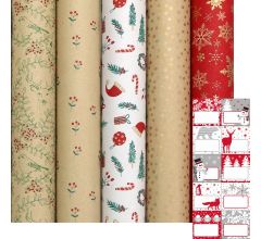 WINTER GARDEN - kerstpapier assortiment cadeaupapier inpakpapier voor kerstmis - 2 meter x 70 cm - 
