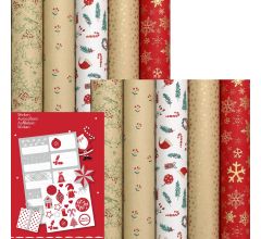 WINTER GARDEN - kerstpapier assortiment cadeaupapier inpakpapier voor kerstmis - 2 meter x 70 cm - 