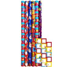 Sint Pakpapier Pakjesavond Cadeaupapier - Afm. 70 x 300 cm Per rol - 6 rollen - Incl. 20 Sint Naams