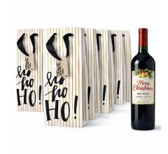 Set van 10 Luxe Wijnzakken met Handvat en Naamlabel – Stevige Cadeau Wijnfles Tas – Kerst Gesch