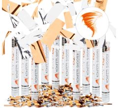Confetti Kanon XL  40 cm - Oranje/zilver  metallic confetti shooter - party popper - 10 Stuks