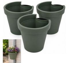 Benza Regenpijp Bloempot Groen – Set van 3 – Ø 23,5 x 21 cm – Polypropyleen – 90% Gerecycl