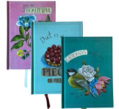 3 vrolijke Notitieboekjes - A6 Formaat - Hardcover - Lijntjes En Datum