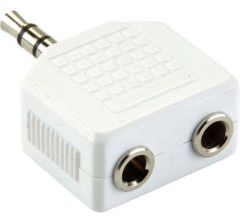 Benza Hoofdtelefoon Splitter van 1x 3,5 mm Jack naar 2x 3,5 mm Jack - wit