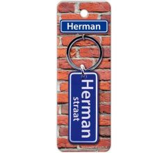 Paper Dreams Sleutelhanger Straatnaam Herman 9 Cm Staal Blauw