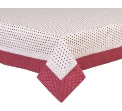 Clayre & Eef - Katoenen tafelkleed - Tafellaken - Stippen en stipjes - Rood - 150 x 150 cm