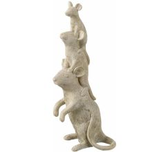 Parlane beeld Mouse Stack beige 25 cm - decoratief beeld - 3 muizen op elkaar - Polyresin beeld - d