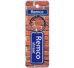 Paper Dreams Sleutelhanger Straatnaam Remco 9 Cm Staal Blauw