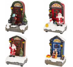 Kersthuisje Met Led Verlichting – Magic Village 8.5 x 6 x 12.5 cm – 4 Stuks