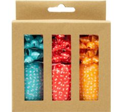 Krullint - Blauw, rood & oranje - 3 Bolletjes & 9 strikjes