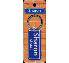 Paper Dreams Sleutelhanger Straatnaam Sharon 9 Cm Staal Blauw