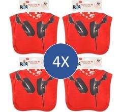 4-PACK J.I.P. slabbetjes met coole DJ / koptelefoon print. Handig: alvast 4x cadeautje in huis.