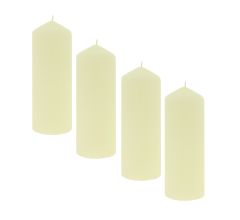 Geurloze stompkaars cilinderkaars - Ivoor - paraffinewas - Branduren 64 uur - 18 x 7,5 cm - 4 stuks