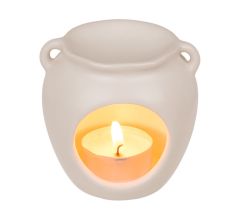 Basic Oliebrander Keramiek Wit – Aroma Brander met Waxinelichtje – Voor Etherische Oliën & Wax