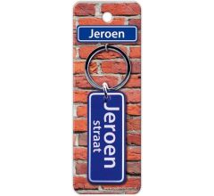 Paper Dreams Sleutelhanger Straatnaam Jeroen 9 Cm Staal Blauw