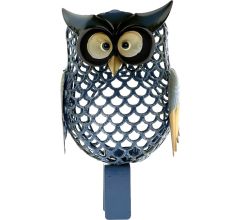 Tuin uil - tuindecoratie - Met Klem - Hek &amp; Schutting - Waxinelichthouder - 26 x 13 cm - Metaal